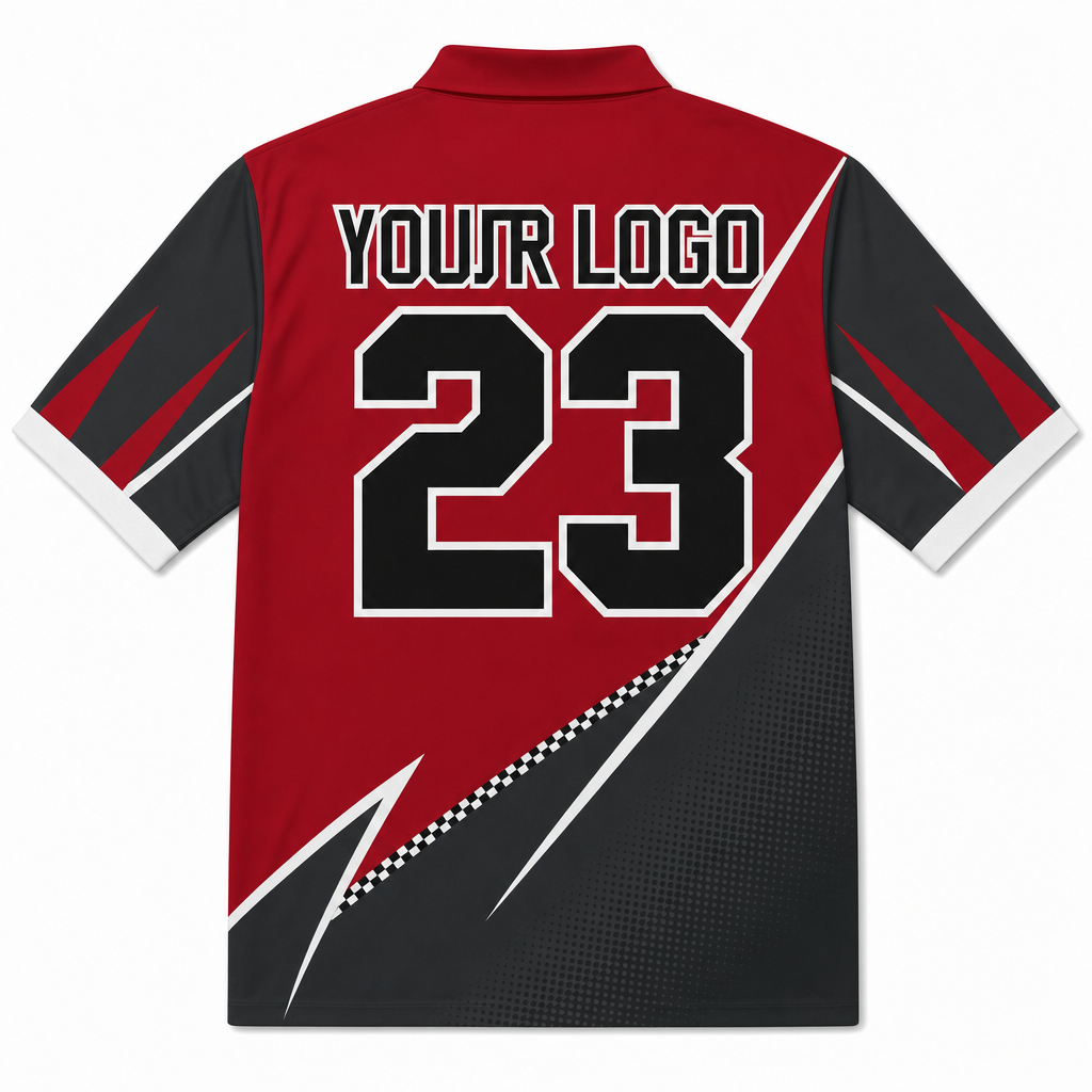 Ruby Darts Shirt, back, showing number placement
