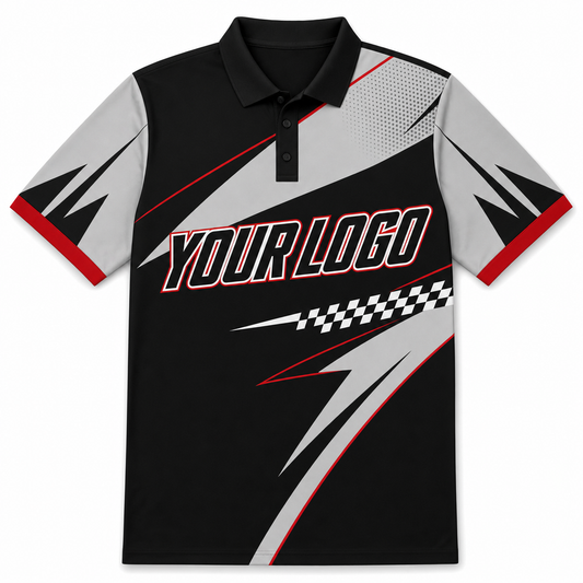 Carbon Golf Shirt, front, colour-blocked with YOUR LOGO placeholder