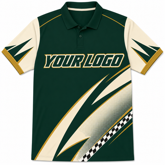 Pine Golf Shirt, front, colour-blocked with YOUR LOGO placeholder