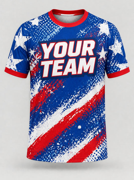 Stars and Splatter custom cornhole jersey - front view