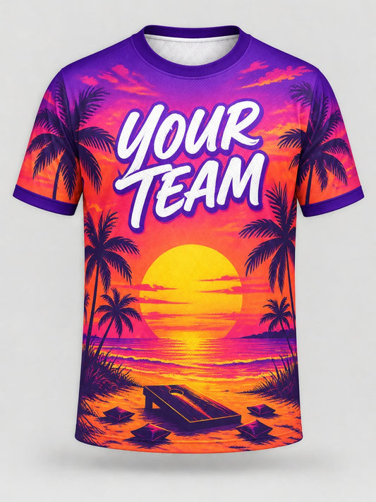 Sunset Beach custom cornhole jersey - front view