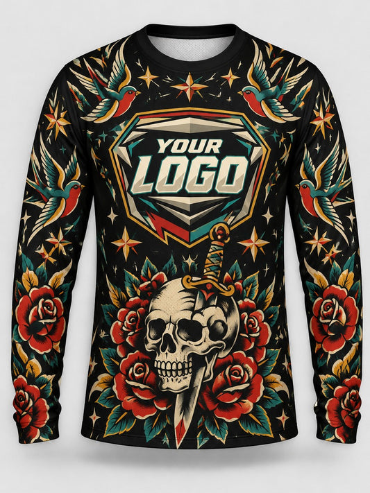 Tattoo Skull custom motocross jersey - front view