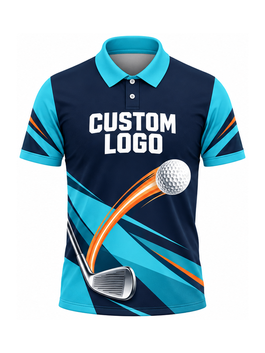Aqua Fairway Tempo custom Golf team shirt - front logo preview