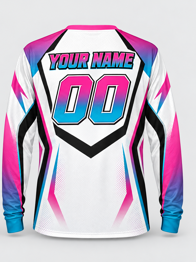 Magenta Ice Frame Custom Dirt Bike Jersey - back view