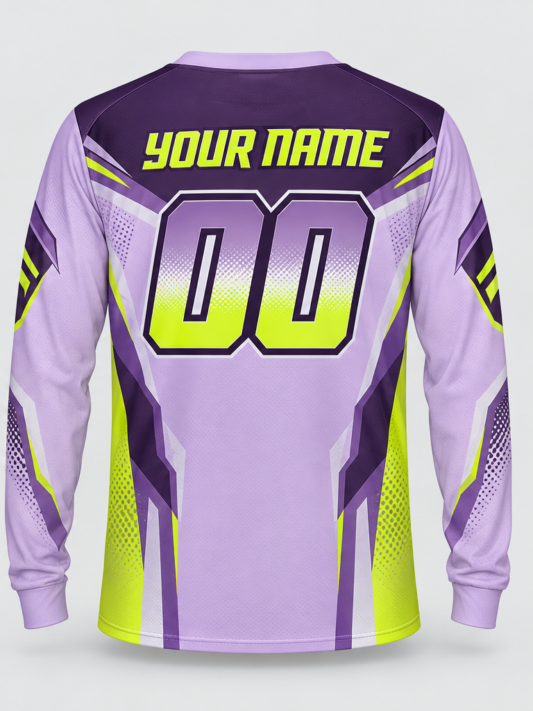 Lilac Lime Contour Custom Dirt Bike Jersey - back view
