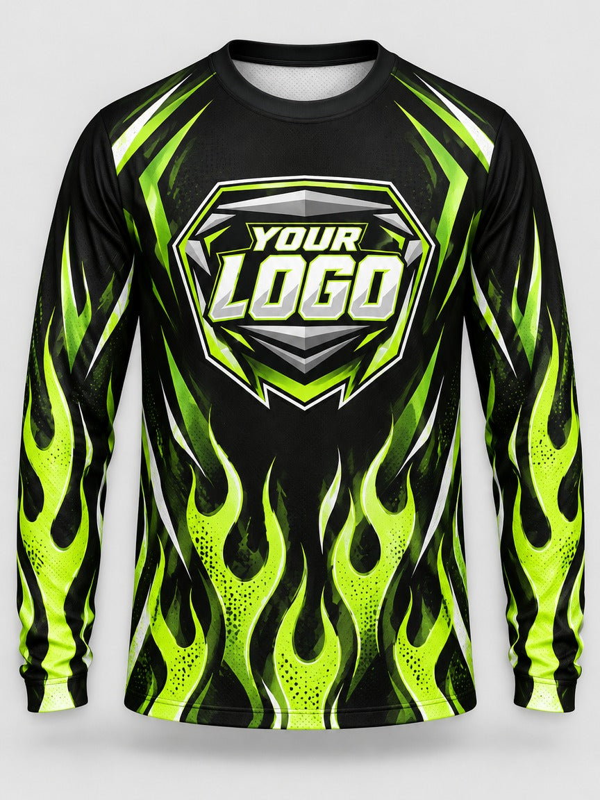 Venom Lime Flame custom motocross jersey - front view