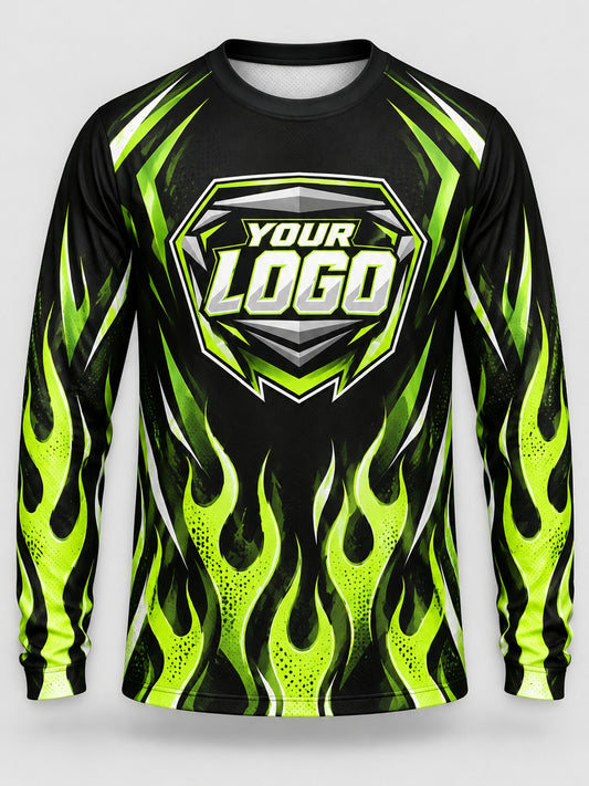 Venom Lime Flame custom motocross jersey - front view