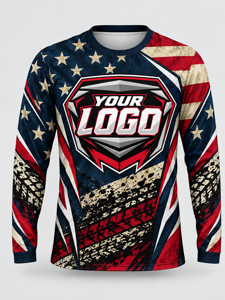 Vintage Flag Tracks Custom Dirt Bike Jersey - front view