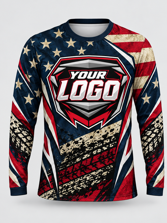 Vintage Flag Tracks Custom Dirt Bike Jersey - front view