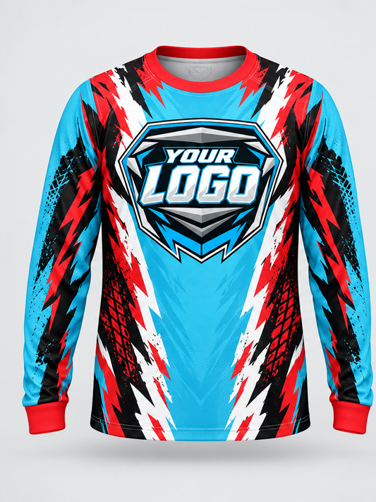 Azure Redslash Custom Dirt Bike Jersey - front view