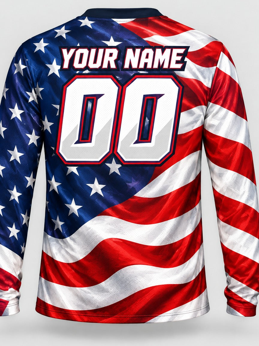 Waving Flag custom motocross jersey - back view