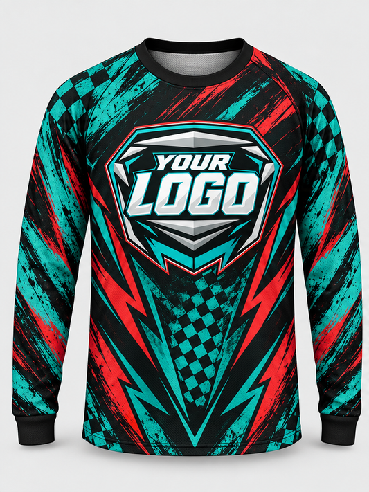 Teal Redflare Custom Dirt Bike Jersey - front view
