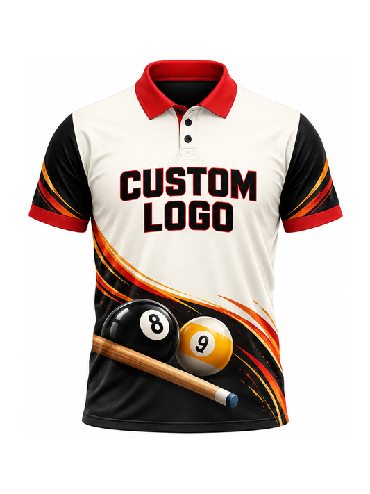 Scarlet Ember Drift custom Billiards team shirt - front logo preview