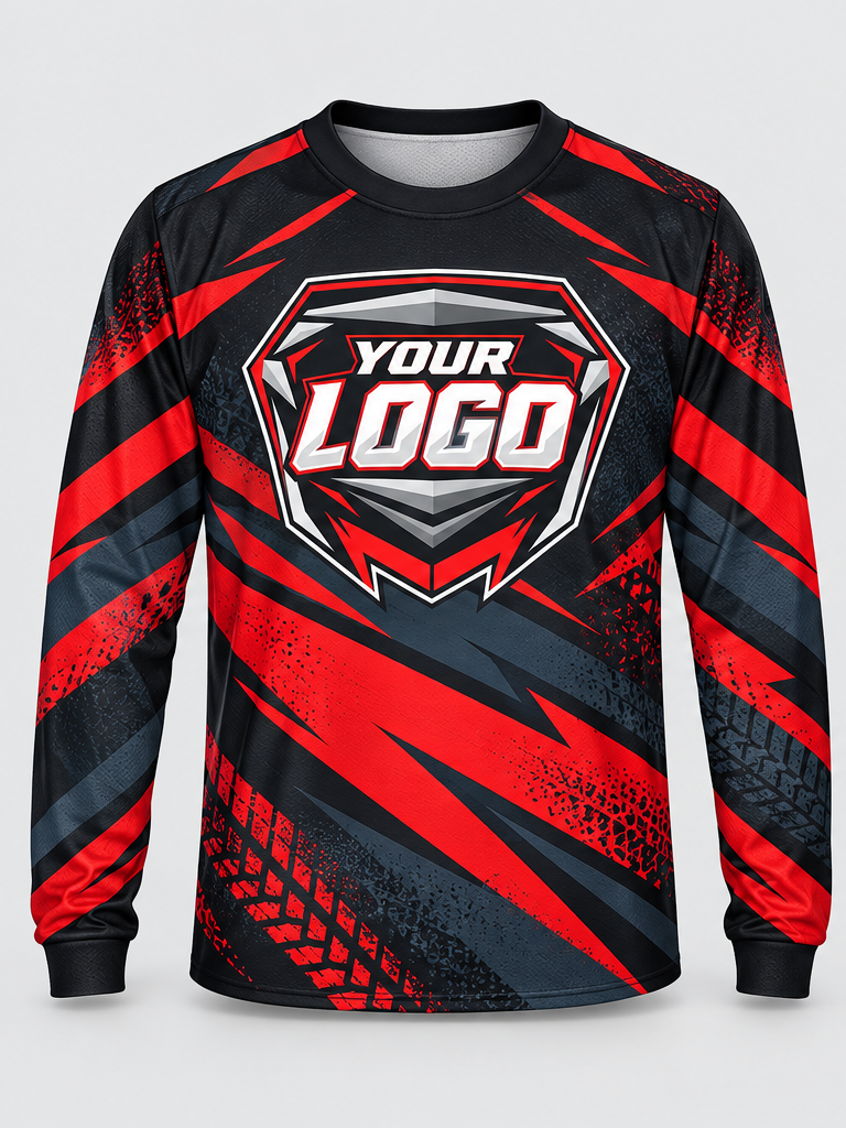 Crimson Diagonal Rush Custom Dirt Bike Jersey - front view