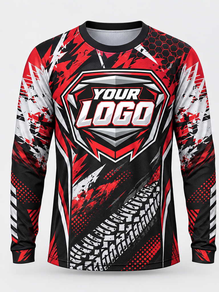 Crimson Treadstrike custom motocross jersey - front view