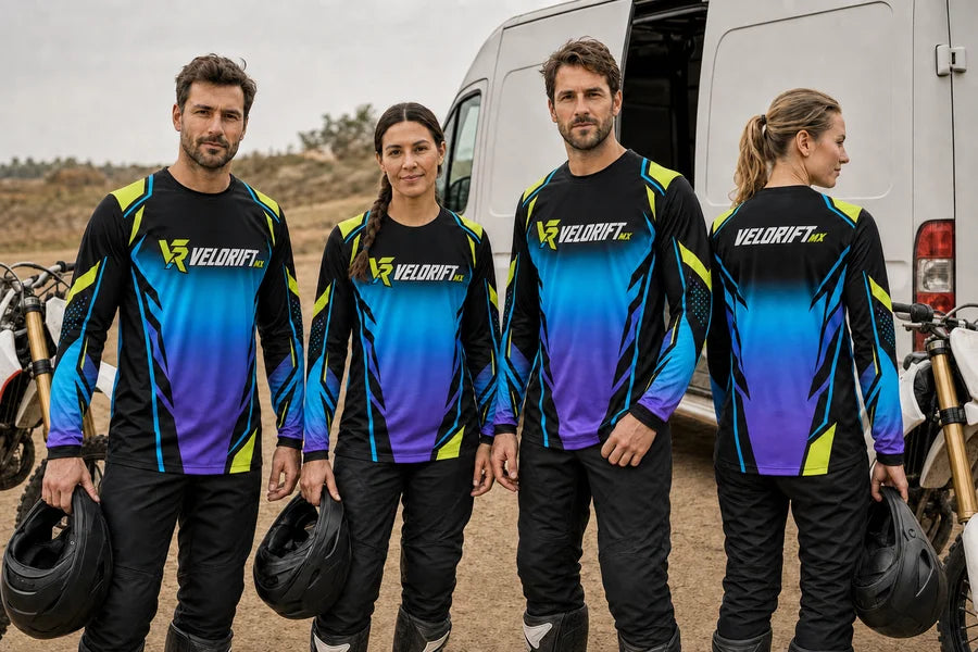 VELORIFT MX team in Prism Race Horizon shirts.